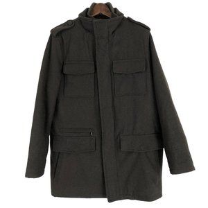 Tasso Elba Men's Size Medium Brown Wool Blend Long Sleeve Full Zip Jacket Coat